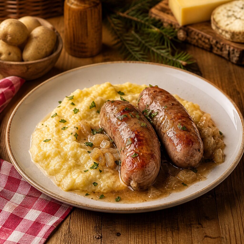 Diots savoyards servis avec polenta crémeuse